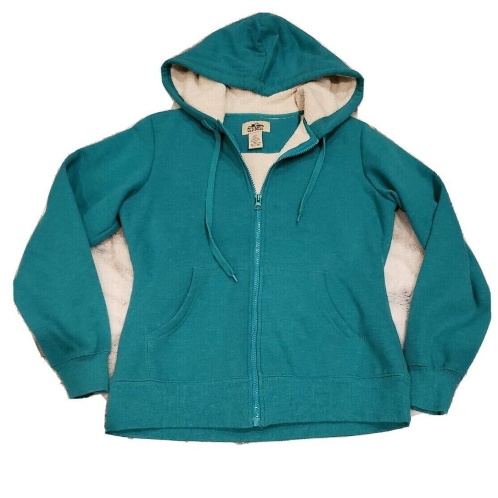 Old Mill Women's Blue Hooded Full Zip Up Jacket w/ Pockets Size Small